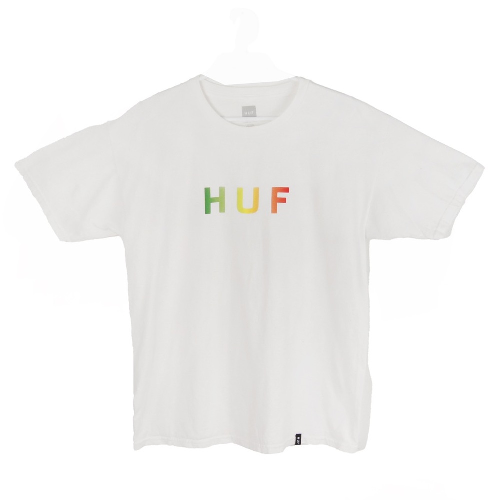 Vintage HUF Skateboard Graphic Print Logo White Short Sleeve Tshirt